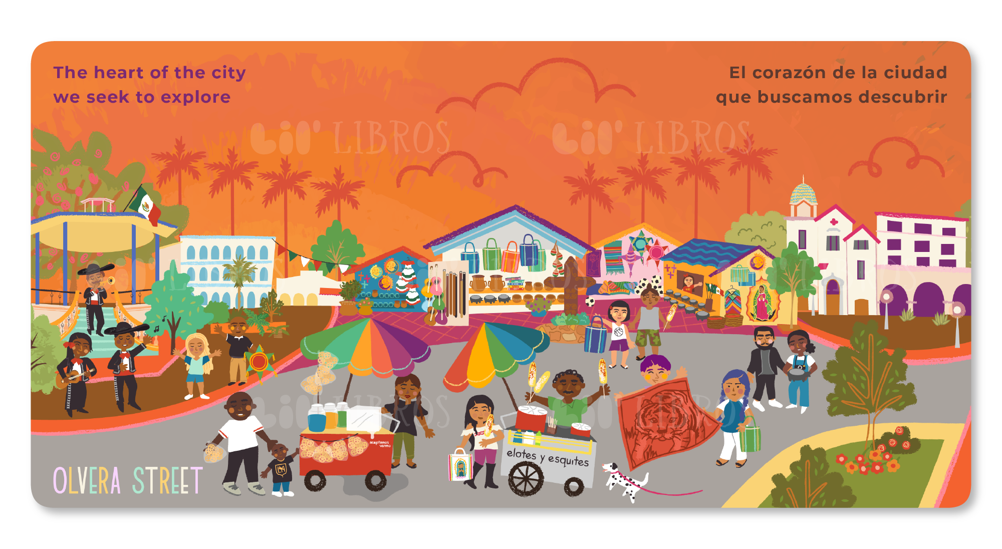Image of VÁMONOS: Los Angeles sample spread of Olvera Street.